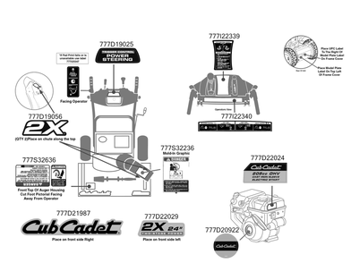 Label Map Diagram and Parts List for 2X24-INCH (31AM5BTR756)(2016) Cub Cadet Snow Blower